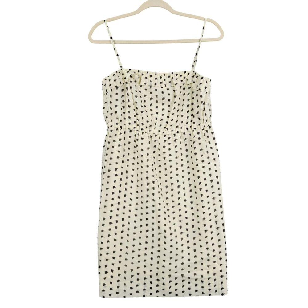 NWT J CREW 77555 Ivory Candace Polka Dot Feminine Ruffle Mini Dress SIZE SMALL